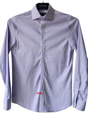15 34/35 Slim Fit Dress Shirt Lavender Blue Weave Jos A Bank Cotton Spread Mens
